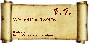 Vörös Irén névjegykártya